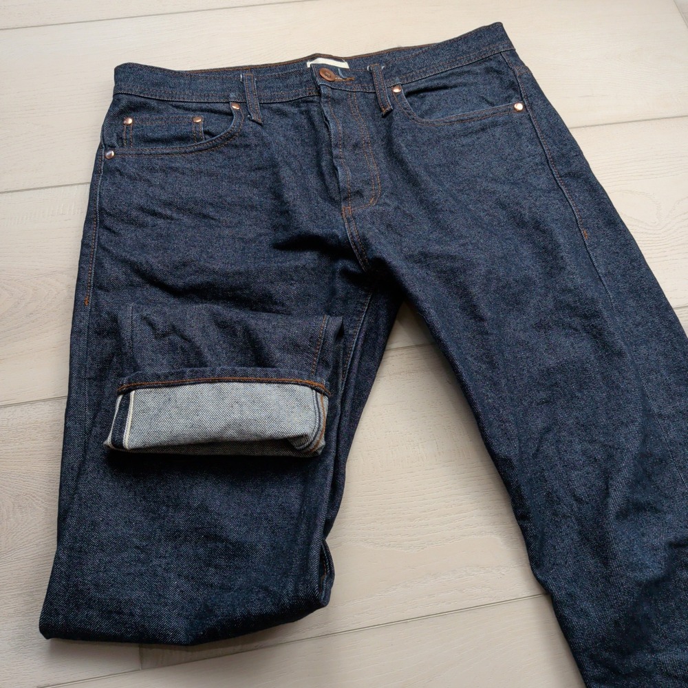 The Unbranded Brand Selvedge Denim Jeans Mens 33x32 UB201 Tapered Indigo 14.5 oz